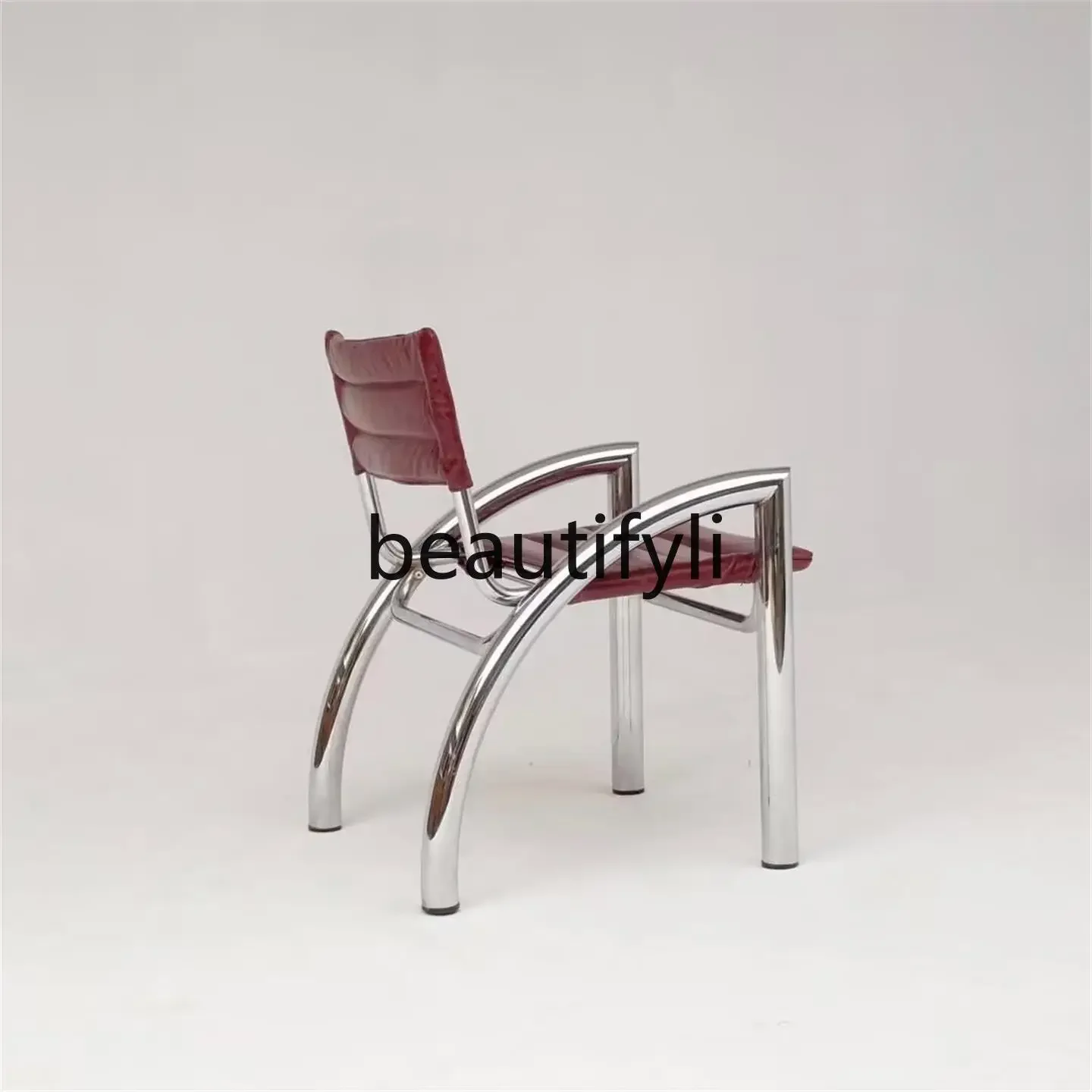 

01A Vintage Metal Armchair Single Sofa Chair Single Leather Art Negotiation Lazy Backrest Leisure Chair