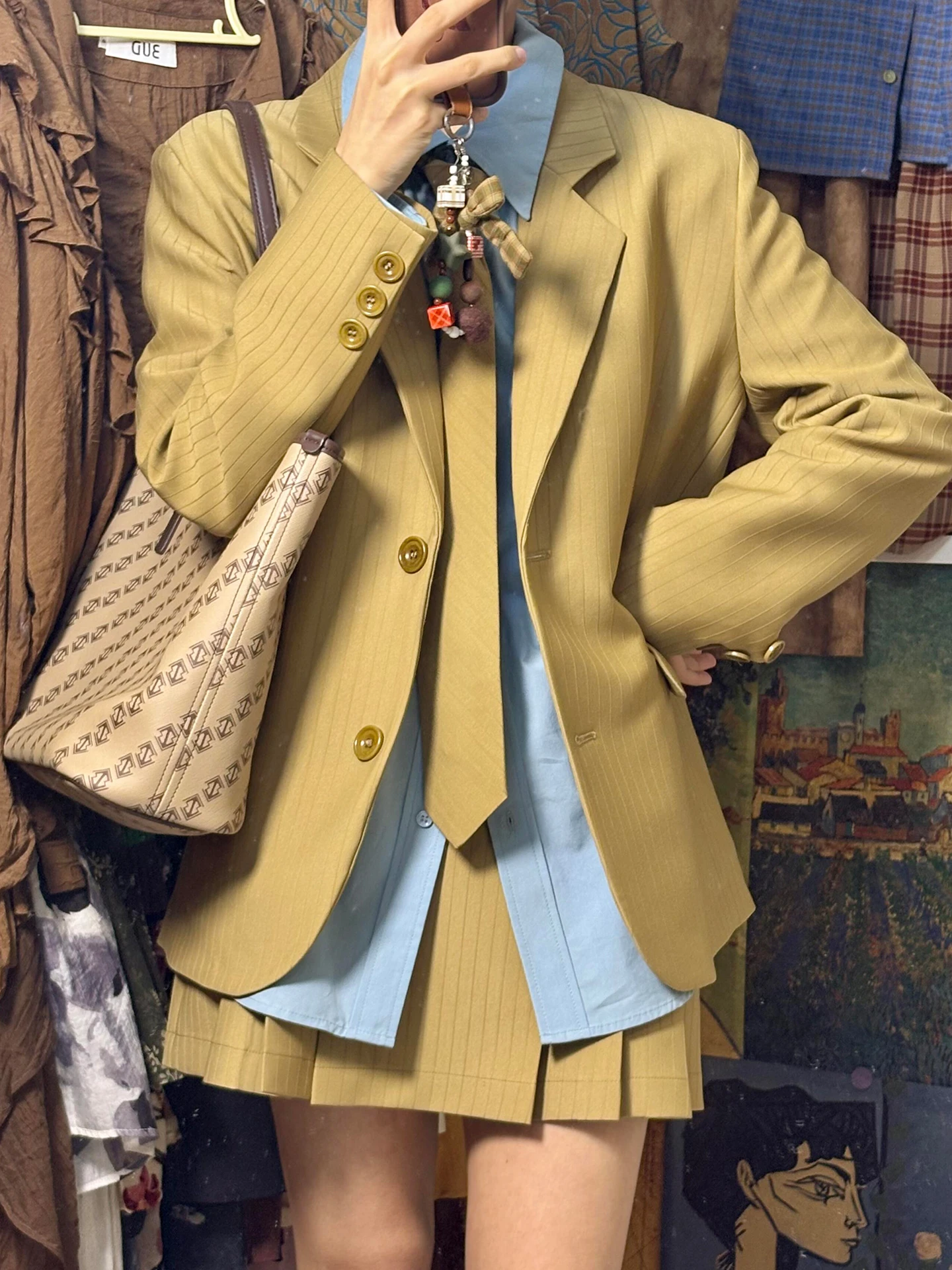 

Новинка 2026: Корейский комплект в студенческом стиле для женщин — элегантная юбка и топ для ранней осени, высококачественный комплект из двух предметов