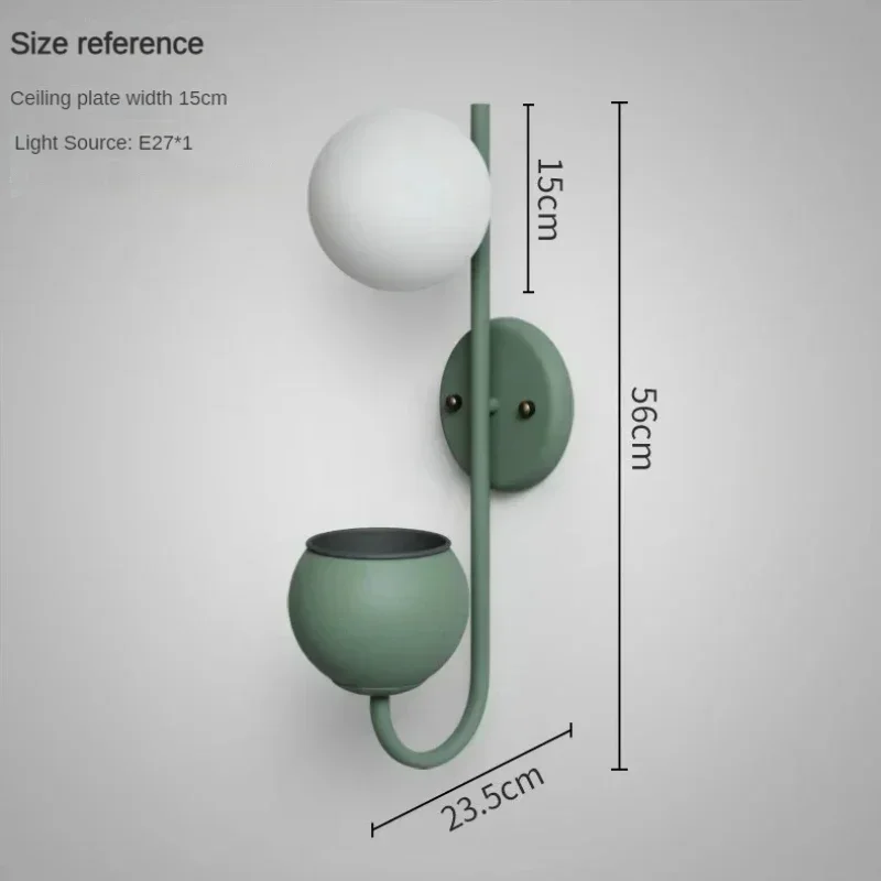 

Nordic Creative LED Wall Sconce for Bedroom Living Room Kids Plant Lamp Fixture Glass Ball Luminaire Bedside Home Decor