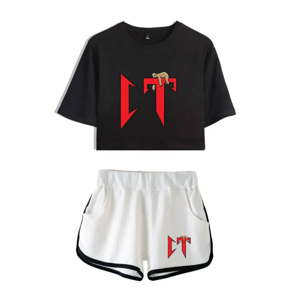 Rapper Natanael Cano Corridos Tumbados Summer Women's Sets Crop Top Shorts Two Piece Outfits Casual Ladies Tracksuit Sportwear