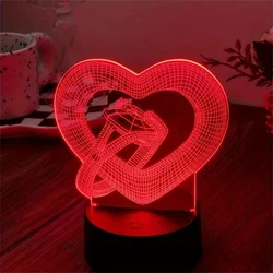 1pc Love Diamond Ring  3D Night Light, 3D Optical Illusion Lamp With Touch, 7-Color Changing Ambient Light For Bedroom