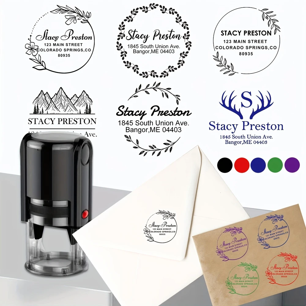 Custom Stamp Personalized Self Inking Stamp Customized Name Logo Signature Ink Stamp for Date Return Address Label Rubber Stamps
