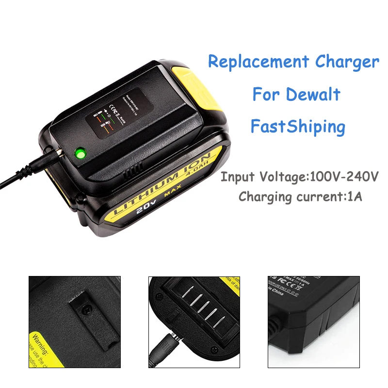 Carregador de Substituição para Dewalt 14.4v 20v Dcb115 Dcb112 Carga da Bateria de Lítio para Dcb107 Dcb115 Dcb112 Dcb143 Dcb206