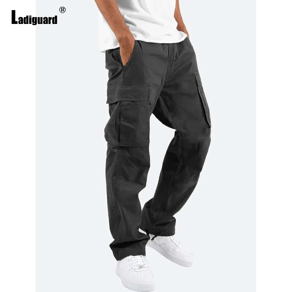 Pantalones Cargo con múltiples bolsillos para hombre, pantalón de chándal informal para exteriores, morado sólido, caqui, 5xl talla grande, primavera, 2023