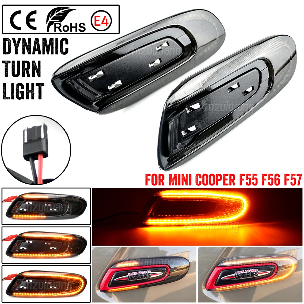 

2pcs Car Turn Signal Lights Dynamic Side Marker Signal Lamps Waterproof LED Lights Auto Accessories For BMW Mini F55 F56 F57