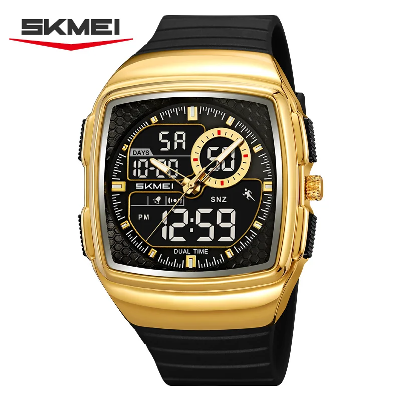 SKMEI 2530 New Square Retro Sports Digital Electronic Watch Dual Display MultiFunctional Men's Waterproof Clock Reloj Hombre