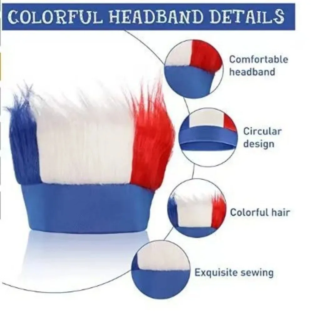 Cosplay Part Hairy Headband New Hairband Wig Crazy Hair Hat Mini Flag Funny Decor Sports Fan Wig