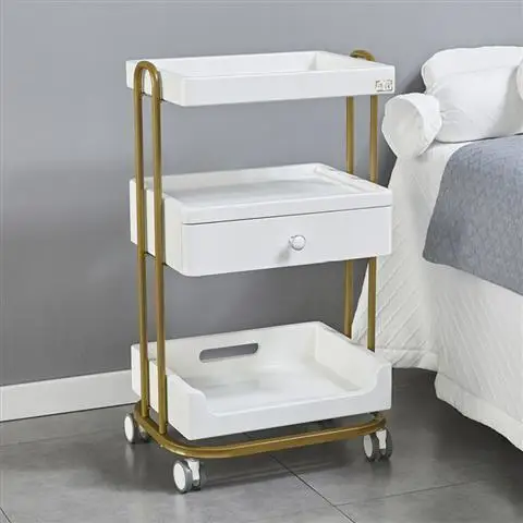 Luxury Metal Storage Shelf for Beauty Salon  Functional Steel Trolley With Drawers Beauty Cart Shelf Mobile Beauty Spa45*30*85cm