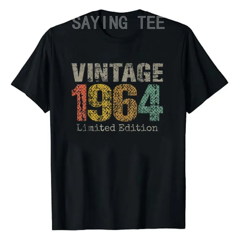 

60 Year Old Gifts Vintage 1964 Limited Edition 60th Birthday T-Shirt Women's Fashion Saying Tee Graphic Outfit Mom Dad B-day Top