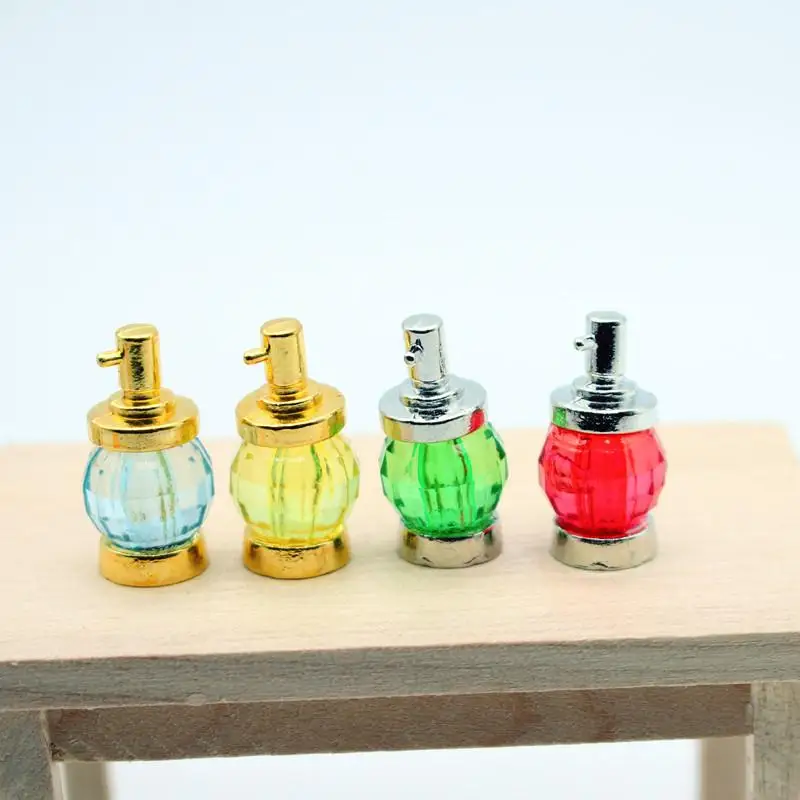 4PCS Doll House Bedroom Bath Decor Toy 1:12 Dollhouse Miniature Alloy Perfume Model Doll Fashion Makeup Accessories