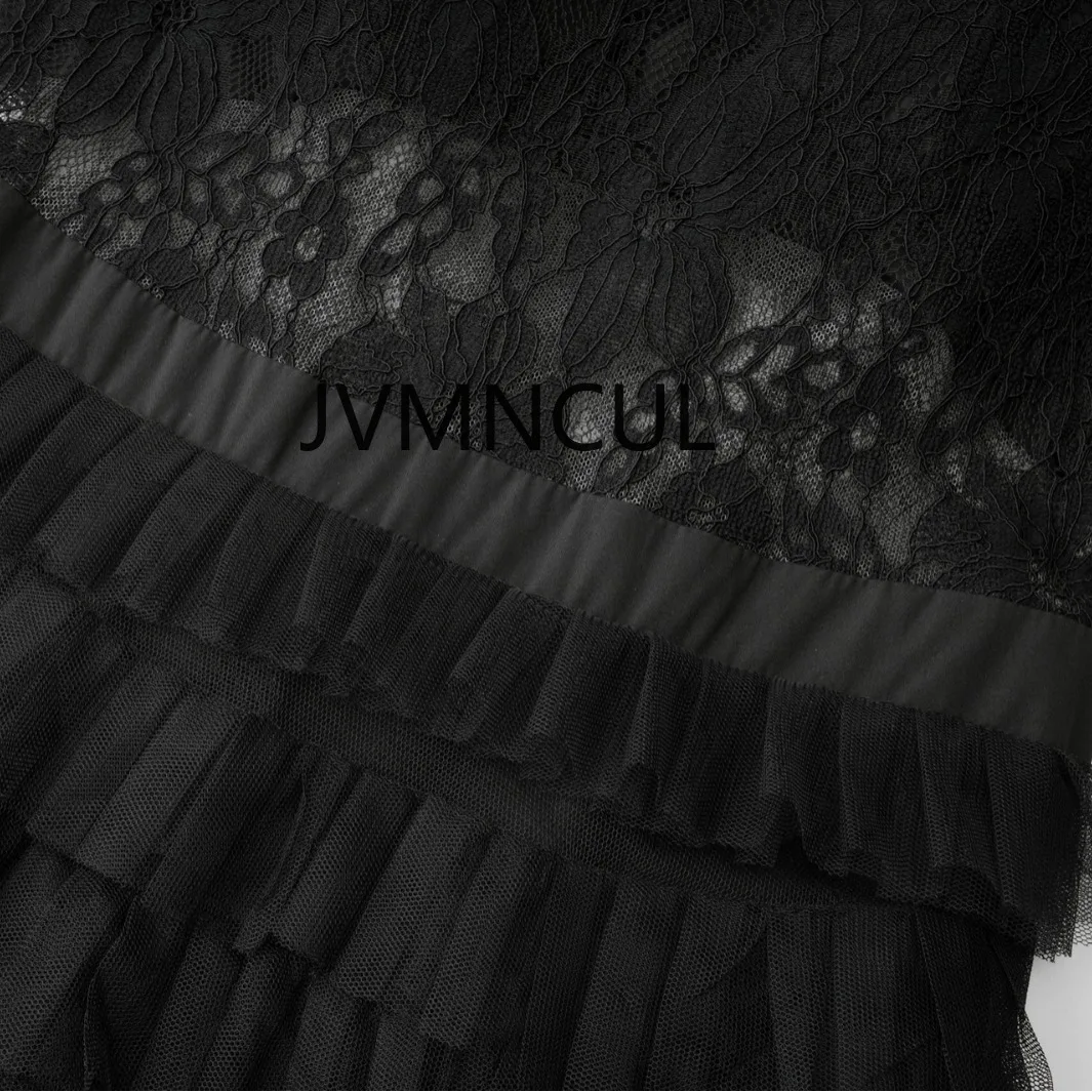 2025 핫 할로우 레이스 파티 드레스 우아한 솔리드 컬러 연회 긴 소매 A 라인 드레스