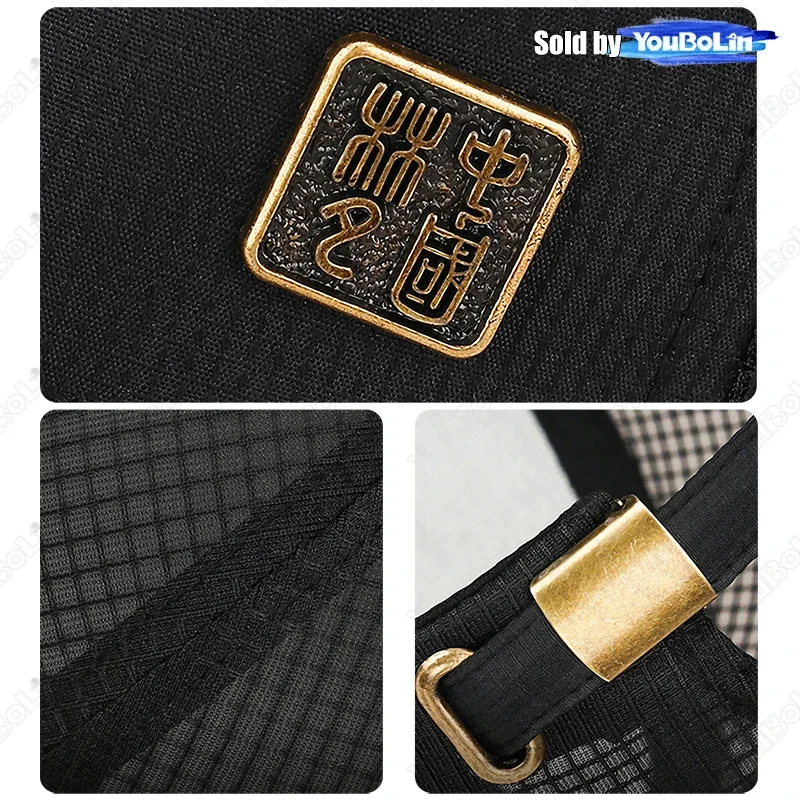 Unisex Sommer-Baseballkappe, verstellbare Mesh-Trucker-Mütze, Sandwich-Schirm, harte Kappe, chinesischer Stil, Sonnenhut, Dad-Caps – Detail 8