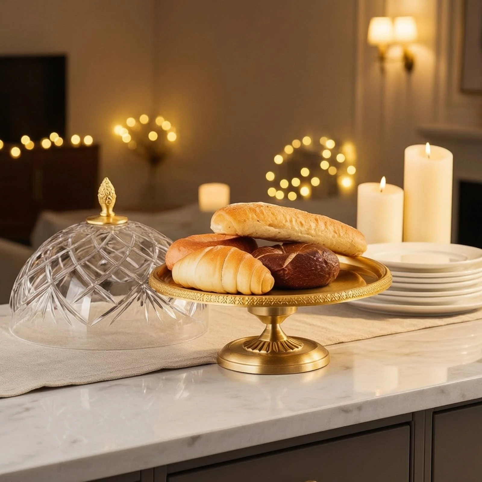 Cake Stand with Glass Dome Lid Decorative Cake Stand with Dome Lid Pedestal Serving Tray Multifunctional Dessert Tray - view 5