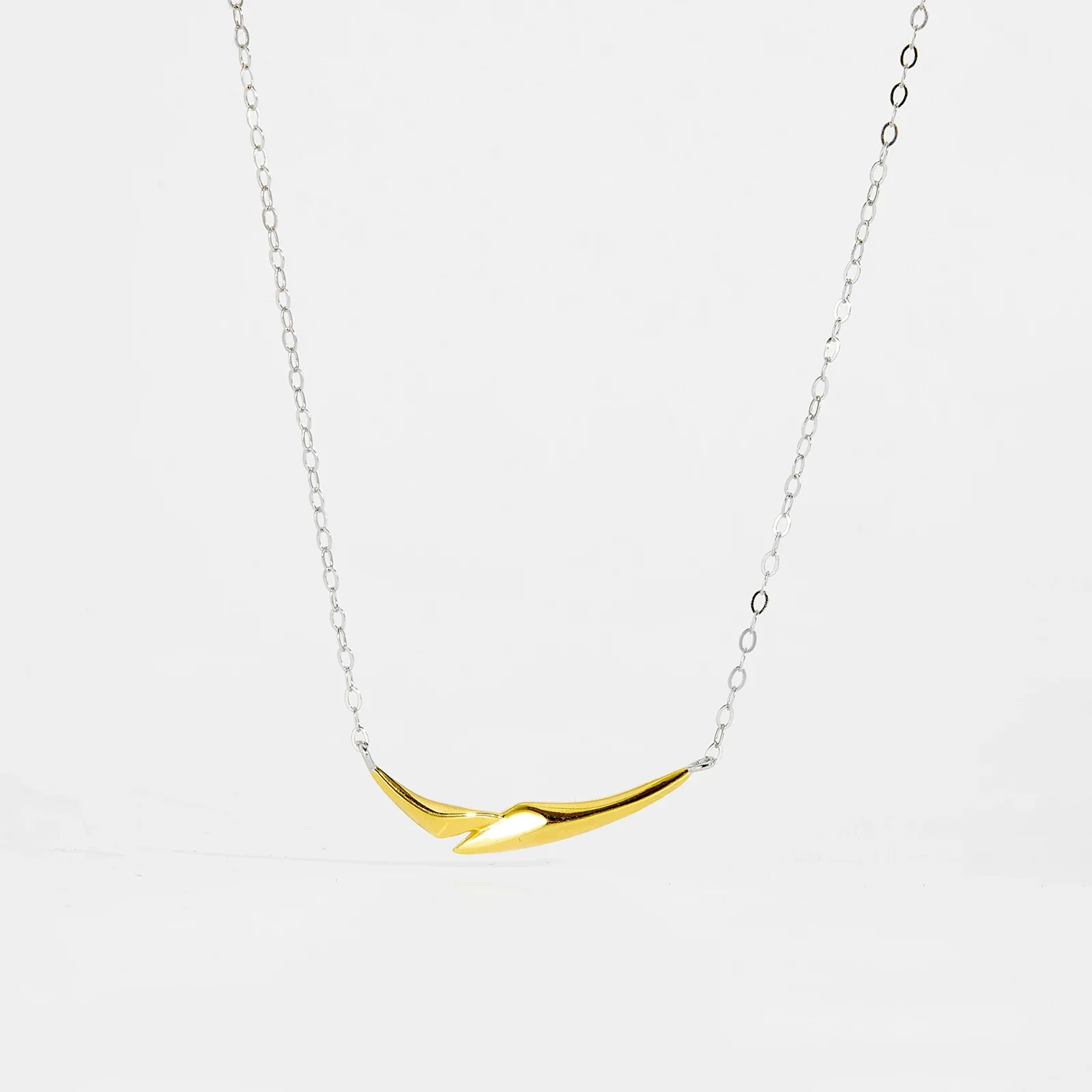 

ANDYWEN 925 Silver Geometric Link Necklace, Gold & Silver Contrast Design,Modern Jewelry Gift Box for Women,Versatile Daily Wear