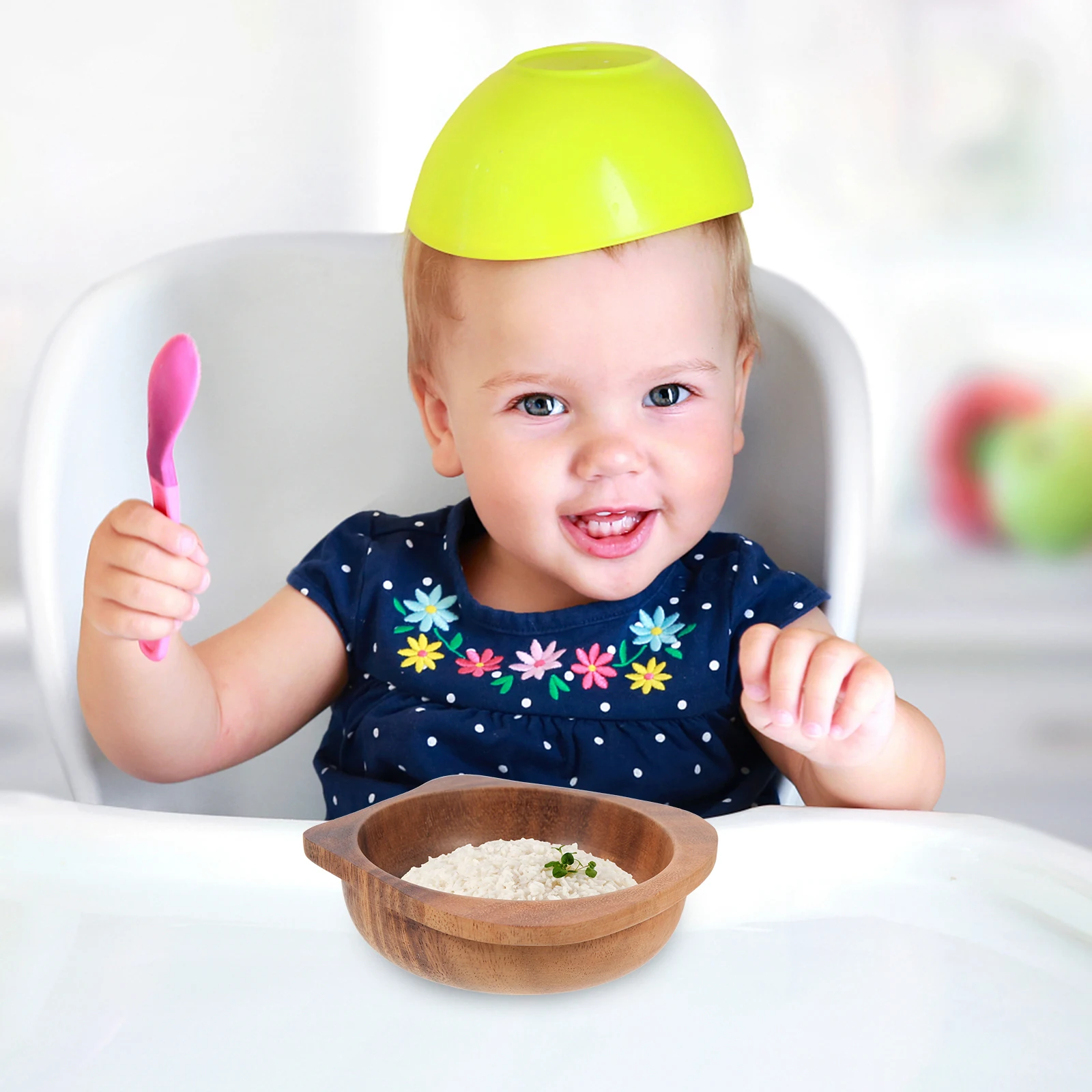 

Sturdy Kids Serving Wood Grain Design Reusable Breakfast Toddler Household Dessert Portable Compact Food Home Supplies