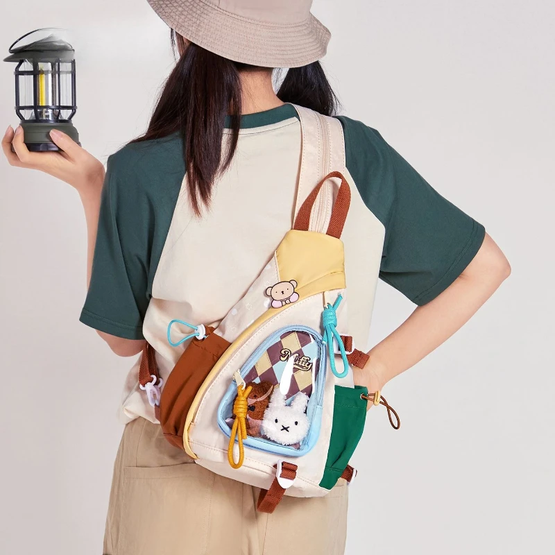 Cartoon Kawaii Miffy Chest Pack Leisure Commuting Travel Multipurpose Shoulders Crossbody Large Capacity Fashion Wear-resistant