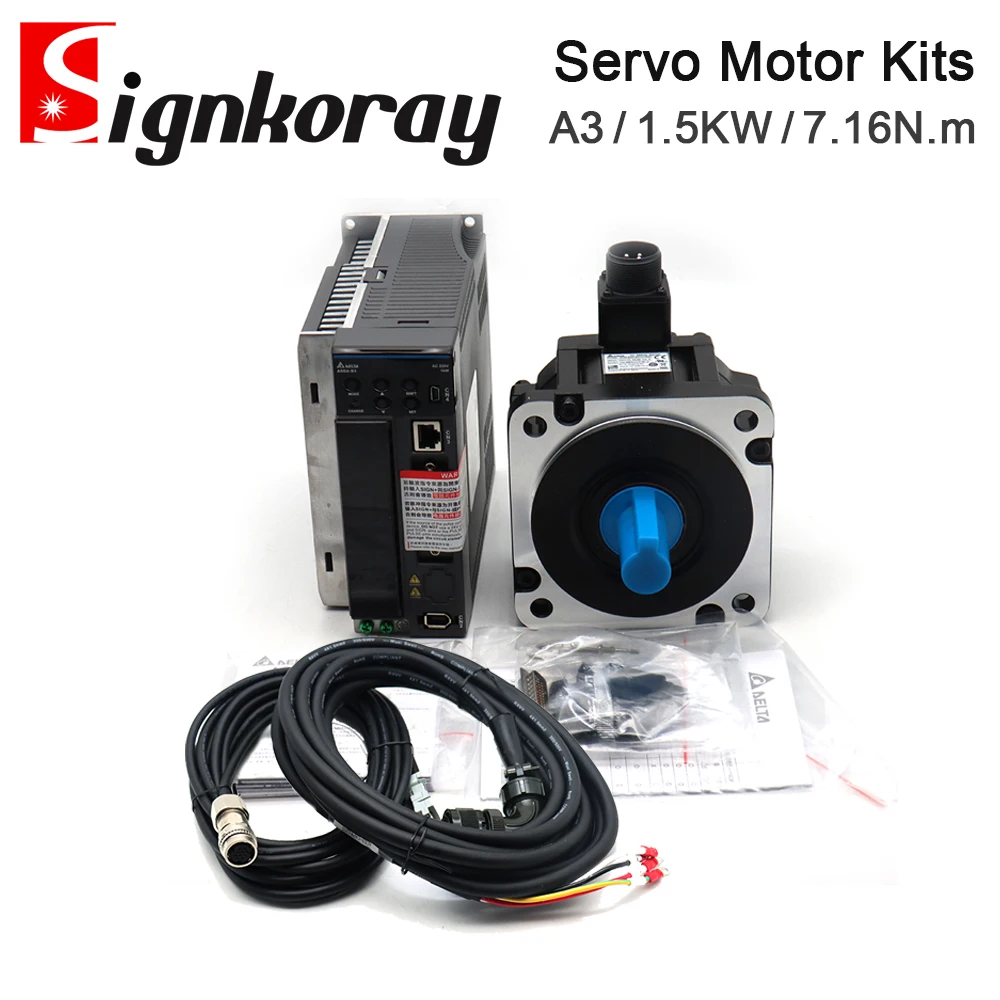 Signkoray เดลต้าชุดมอเตอร์เซอร์โว1.5KW ASD-B3-1521-L ECM-B3M-E21315RS1 ASD-B3-1521-E ECM-B3M-E21315SS1 7.16N M 2000rpm