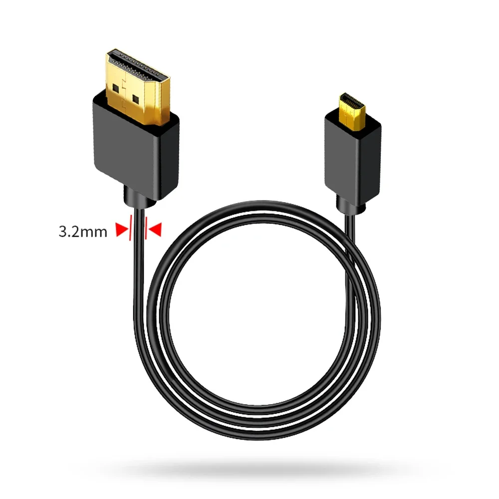 HDMI & Mini HDMI & Micro HDMI 2.0 Wersja 4K 60P Elastyczny kabel Hdmi-2.0 4K HD Cienki, miękki, krótki kabel kamery OD3.2 20 cm 30 cm 50 cm