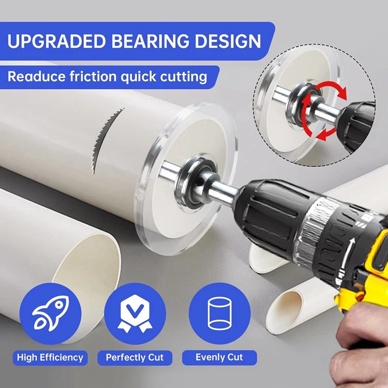 PVC Inside Cutter Tools Kit - Pipe Cutter For PVC Pipe With Adjustable Depth Gauge Guide, 6 PCS HSS Saw Tooth Blades