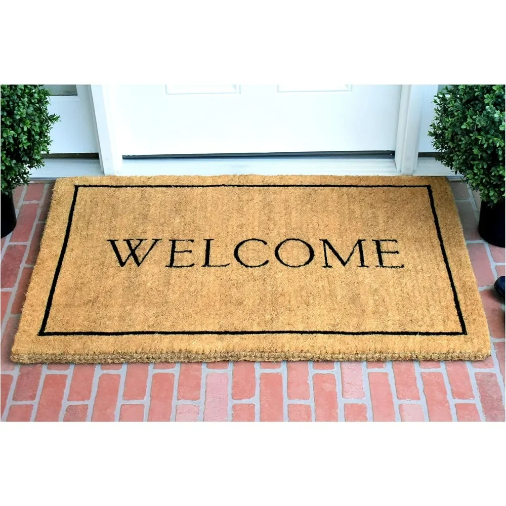 

AZ104813048 Welcome Border, 100% Coir Doormat, 30" x 48" x 1.50", Natural/Black