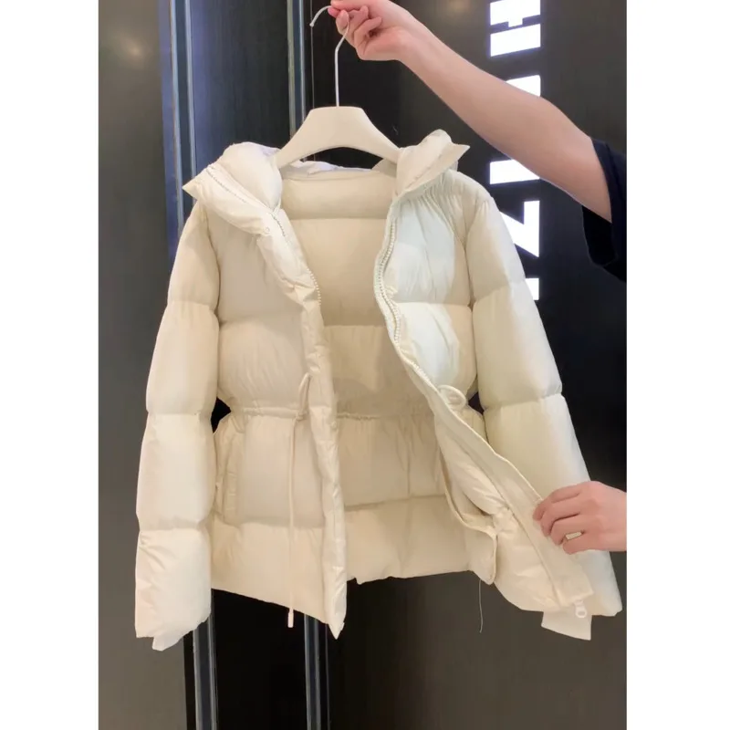 2025 Winter New Down Short Padded Jacket Women Parkas Fur Collar Thick Cotton Coats Clothes Black Beige Brown Outerwear Female