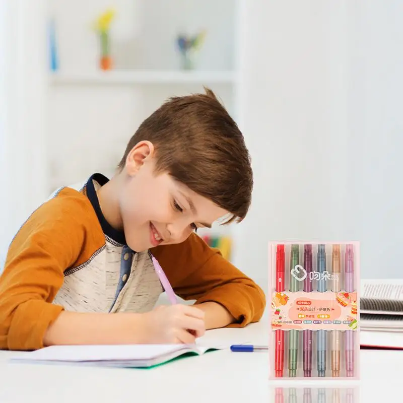 Double-Ended Highlighter Ultra-soft Dual-ended Aesthetic Highlighter Marker Pen For Coloring Underlining Highlighting Broad And