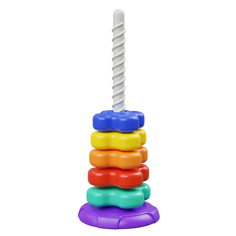 E2 Rainbow Rotating Tower Stacked Le Zhuan Le Toys Educational Early Education Enlightenment Toys