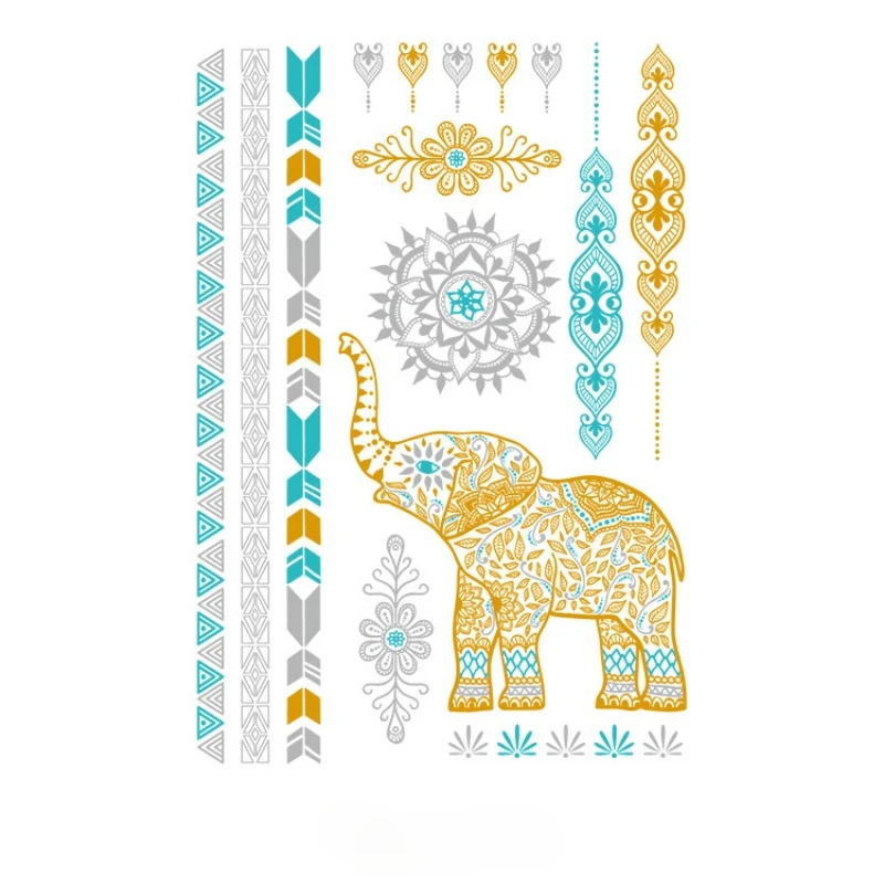 Wasserdicht Hot Gold Temporäre Tattoo Aufkleber Europa USA Mode Hot Silber Metall Tattoo Aufkleber Gefälschte Tattoo Aufkleber für Frau