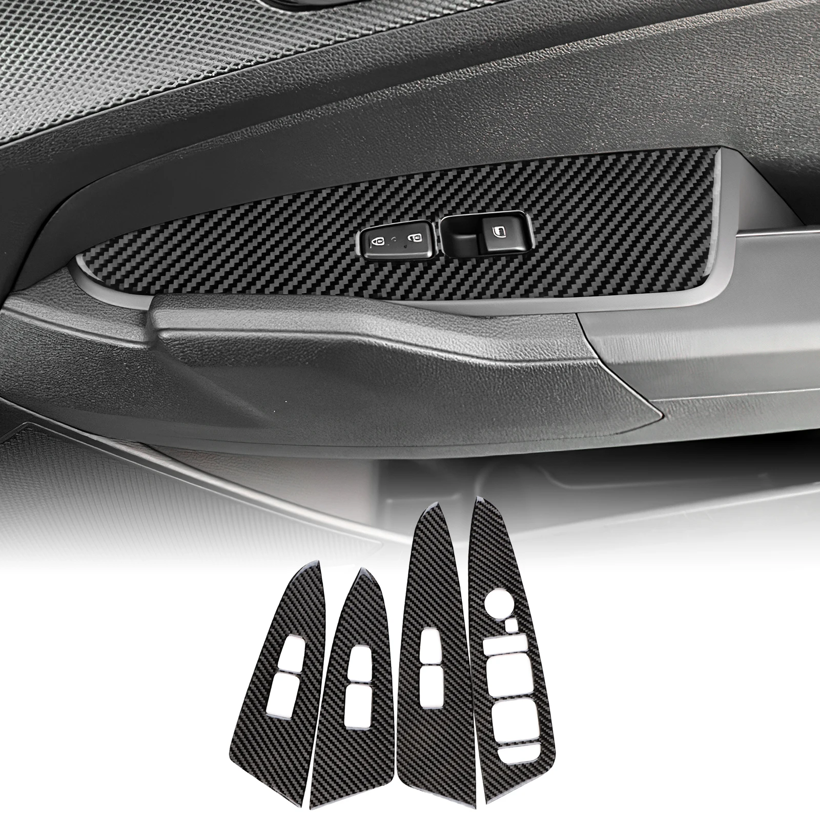 

For KIA Sportage NQ5 2022 2023 2024 2025 LHD RHD Real Soft Carbon Fiber Car Window Button Lift Panel Sticker Accessories