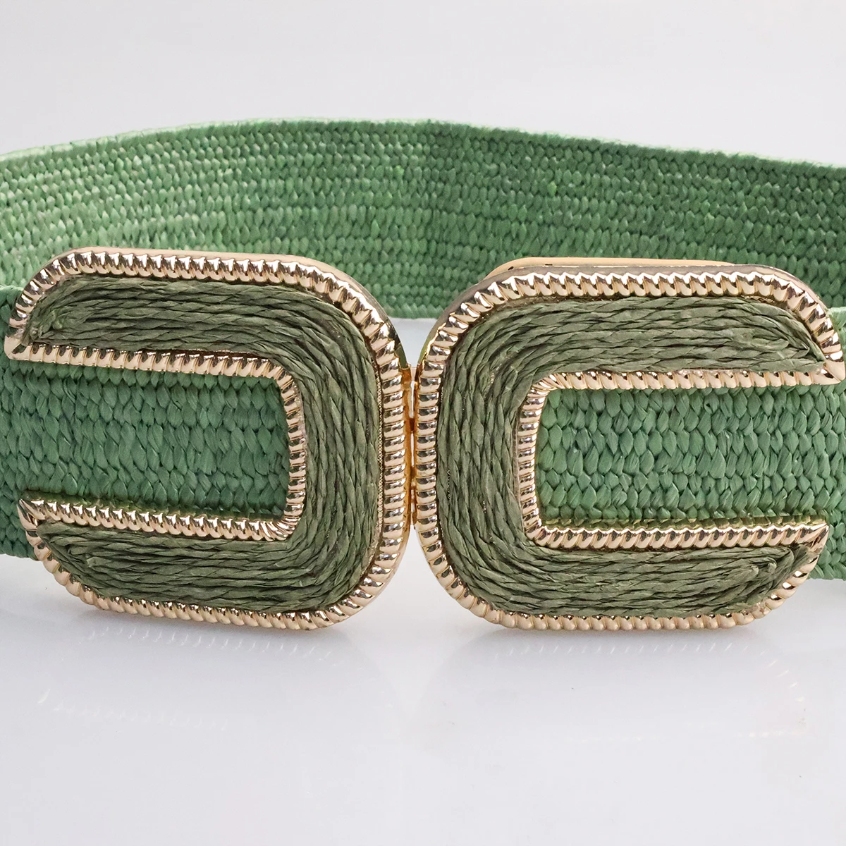 5cm Fashion Elastic Women\'s Belt PP Grass Woven Solid Color Elastic Belt for Women
