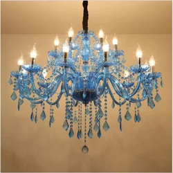 European Mediterranean Blue Crystal Chandelier Cafe KTV Cafe Club Colored Chandelier