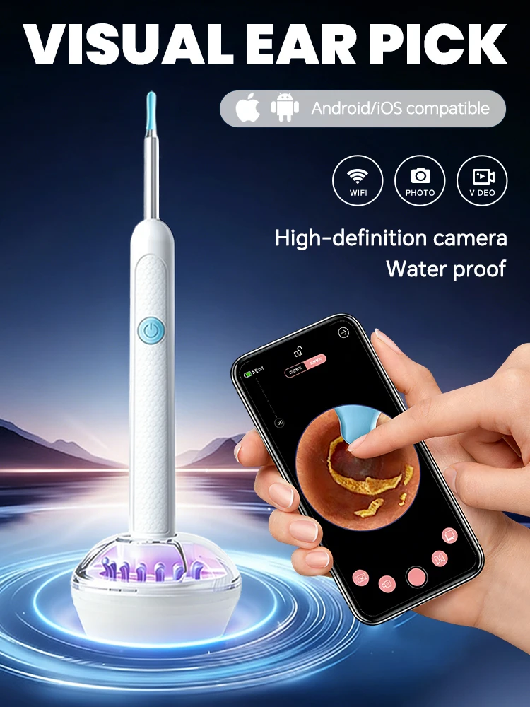 

Visual Ear Wax Cleaner with Camera Safe Earwax Removal Endoscope with 5MM Camera Luminous Otoscope Ear Cleaning Tools Ear Care