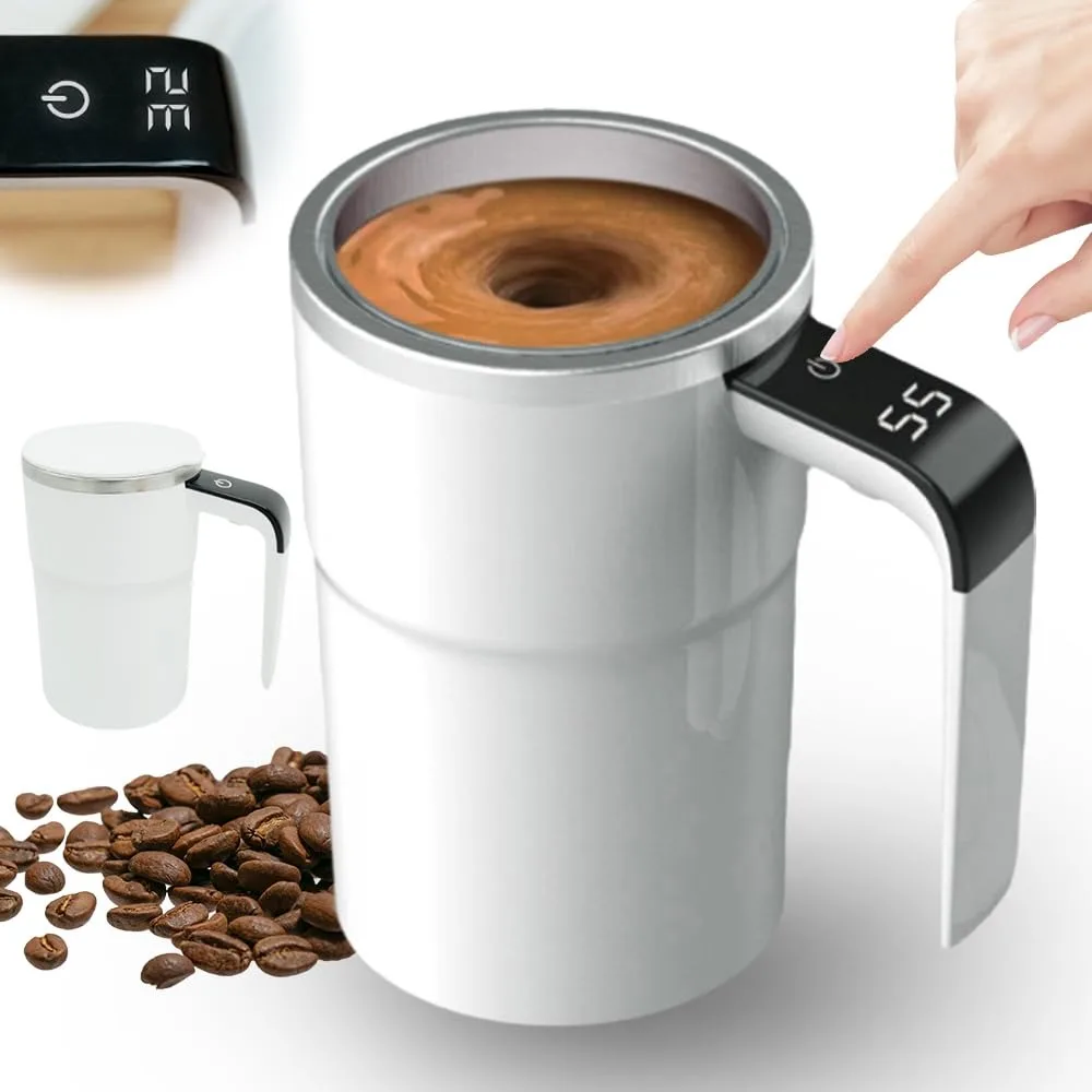 Taza autoagitadora, taza de café magnética automática recargable con pantalla digital, taza mezcladora para leche/cacao en la oficina/cocina ﻿