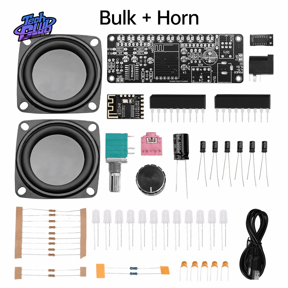 DC5V 5W Bluetooth Speaker Kit DIY Soldering Project Spectrum USB Electronic Amplifier Stereo Speaker DIY Kit for Learning Kit