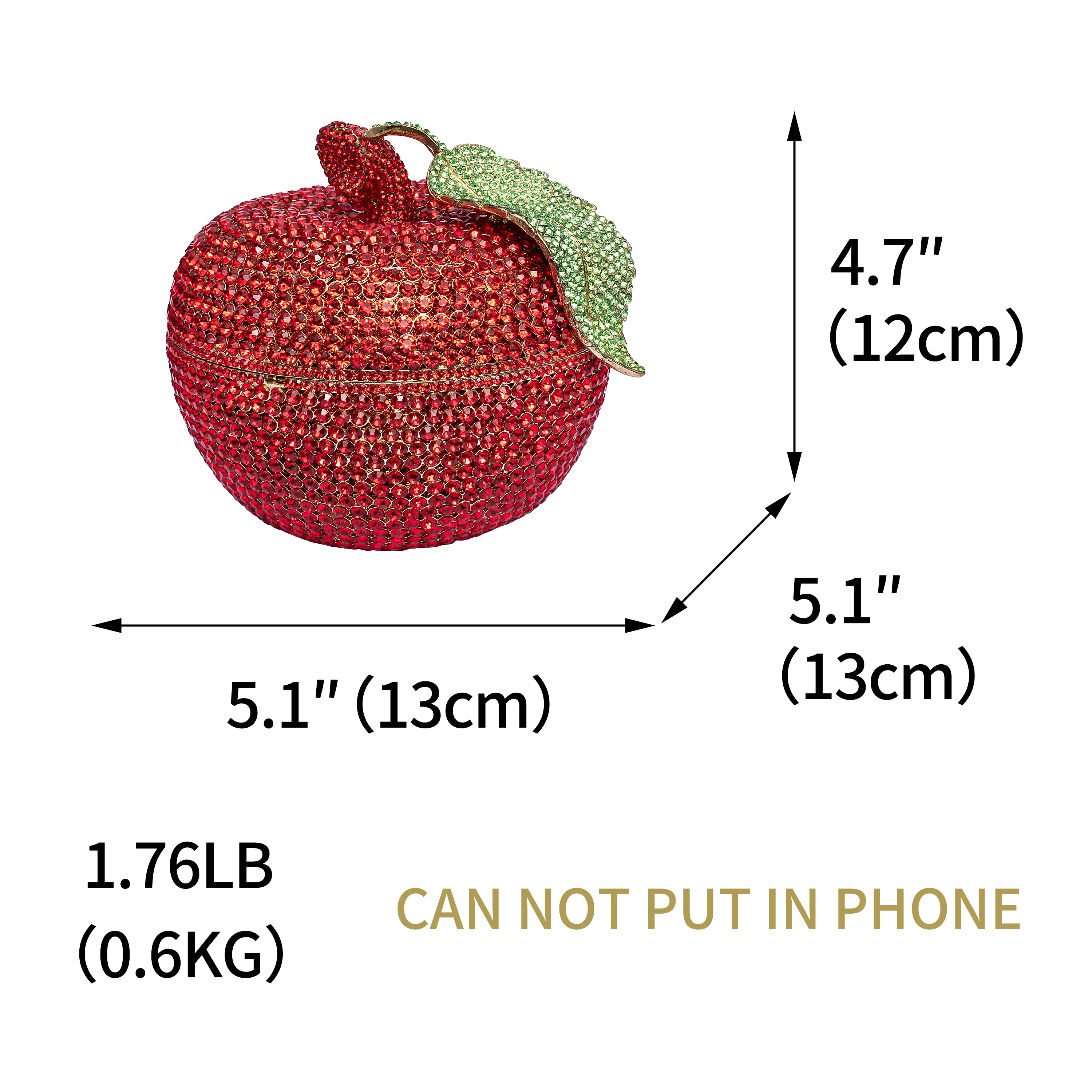 Luxury Crystal Stone Fruit Shape Clutch Purse Wedding Bridal Prom Party Apple Handbag Banquet Cocktail Diamond Evening Bag