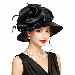 2026 New Fascinator Hats for Women Elegant Wedding and British Lady Deby Race Top Church Hats for Black Women S10-4585