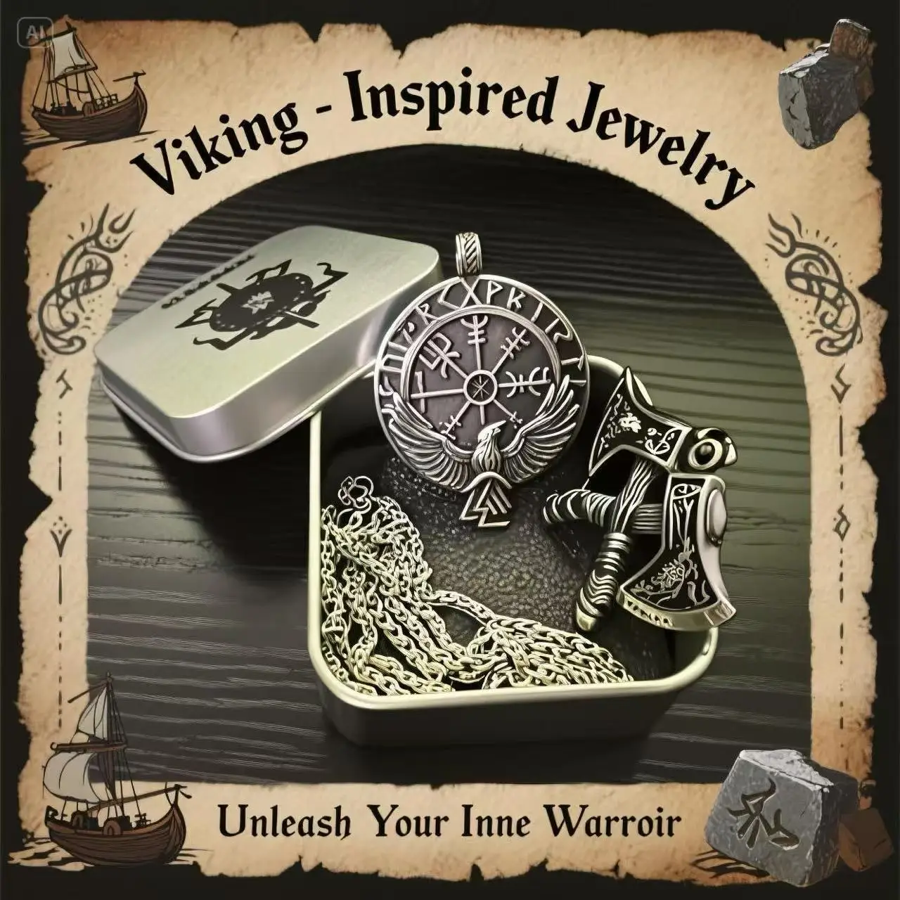 HNSP 316L Edelstahl Wikinger-Rune Axt-Anhänger Kettenhalskette für Herren Schmuckzubehör Hochwertige Geschenkverpackung – Detail 8