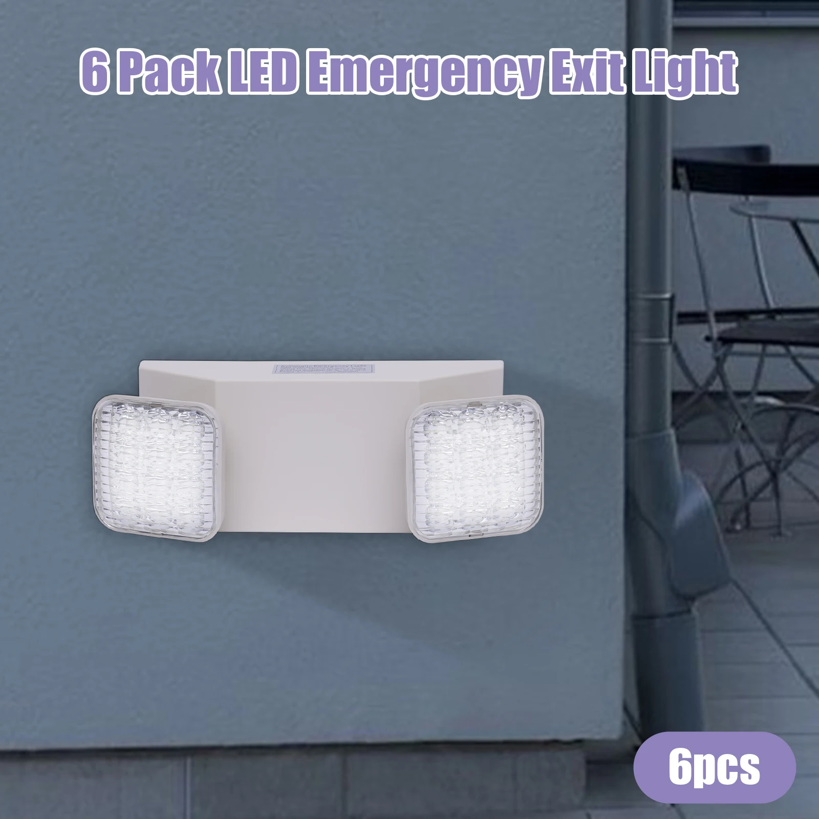 6 PCS LED Emergency Exit Light Adjustable 2 Head With Battery Back-up 924-NEW