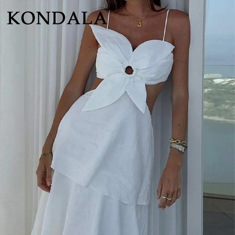 KONDALA 2026 Spring Summer Casual Women Dresses Fashion ELegant Strapless Backless Sleeveless Camisole Chic Ladies Dresses