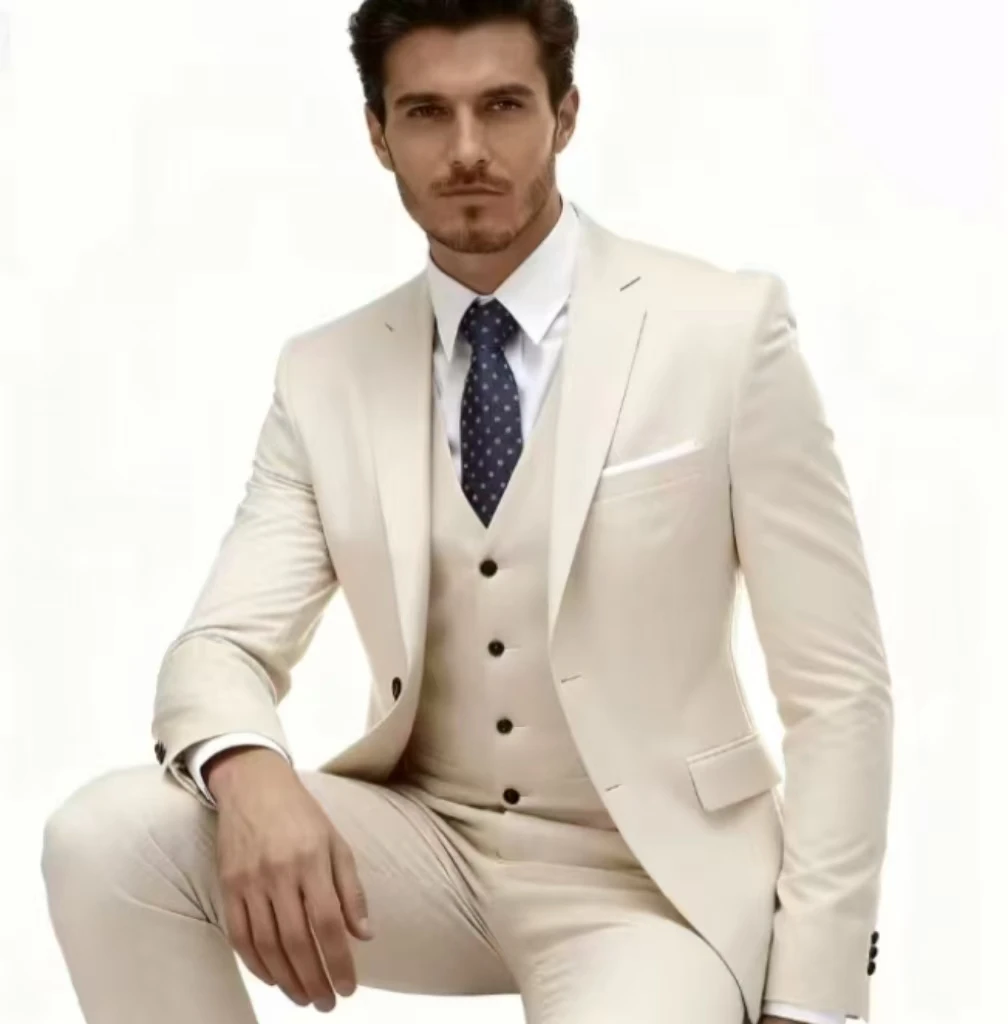 

Premium Men's Tailored Suit Three-Piece Set Solid Color Jacket Vest Pants Banquet Business Gatherings Wedding Men's Formal Wear