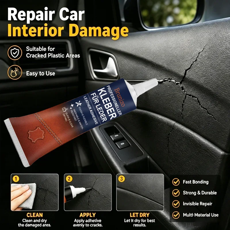 60ML Multi Material Car Interior Repair Adhesive Quick Dry Strong Bond Glue For Dashboard Door Panel Leather Plastic Trim Crack