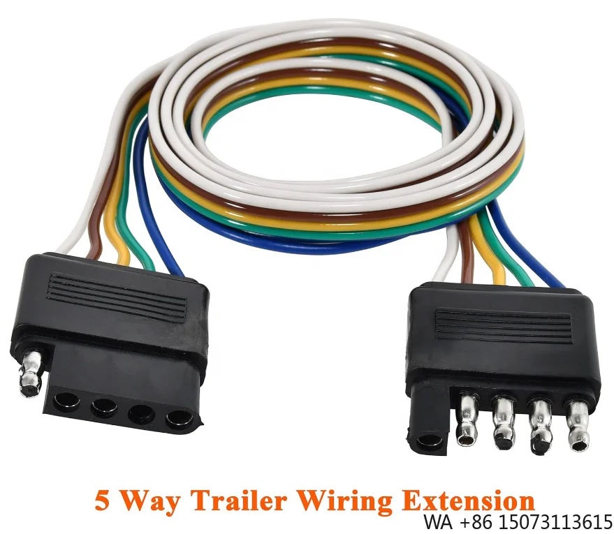 

5-полосный плоский жгут проводов прицепа 18AWG, 36-дюймовый кабель с разъемами «папа» и «мама»