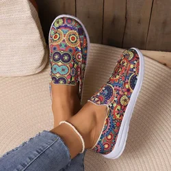 Mocassini da donna Plus Size Moda Graffiti Scarpe casual da donna 2024 Comfort Suola piatta Scarpe di tela Appartamenti leggeri Zapatos