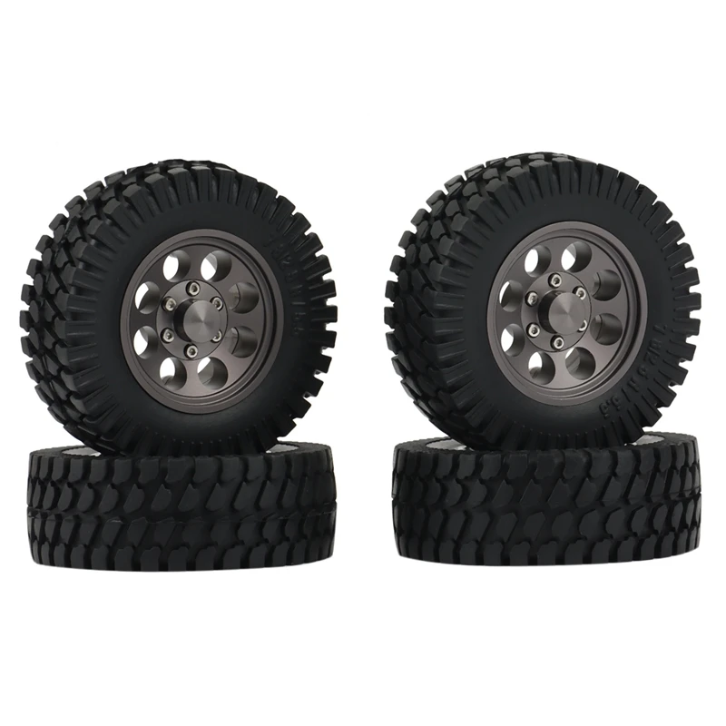 4PCS 1.55 Metal Beadlock Wheel Rims Tires Set For 1/10 RC Crawler Car RC4WD D90 TF2 Tamiya CC01 LC70 LC80 MST JIMNY