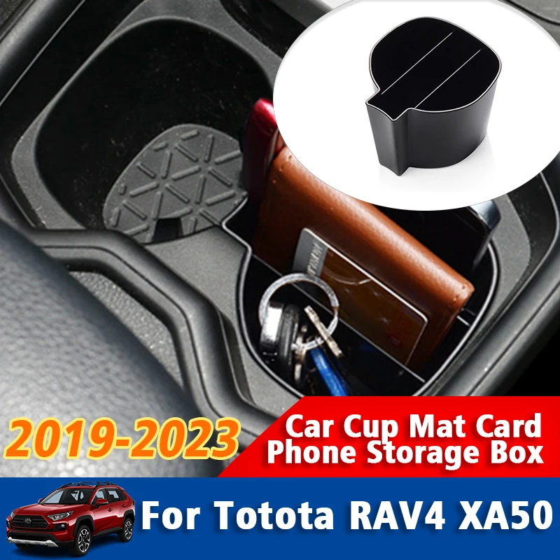 

Car Cup Hodler Storage Box For Toyota RAV4 50 XA50 2019 2020 2021 2022 2023 Cup Mat Card Phone Storage Box Interior Accessories