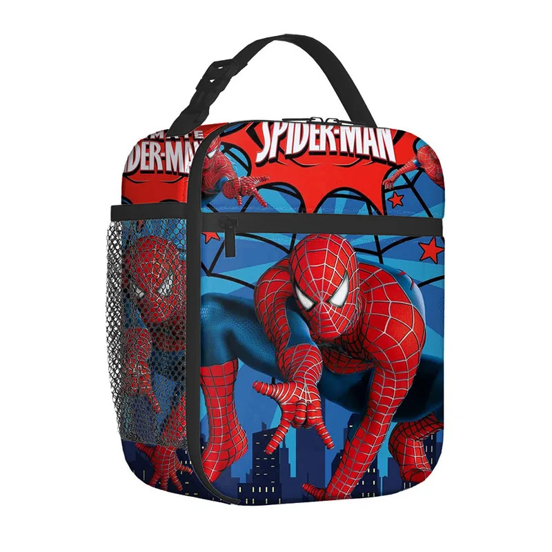 Custom Spider Man Insulated Lunch Box For Women Portable Thermal Cooler Lunch Bag School Picnic Food Container Tote Bags