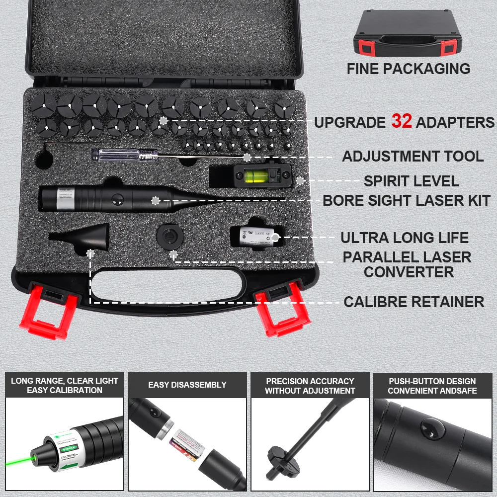 Parallel laser calibration rifle pistol green laser collimator tactical hunting point sight kit suitable for full caliber