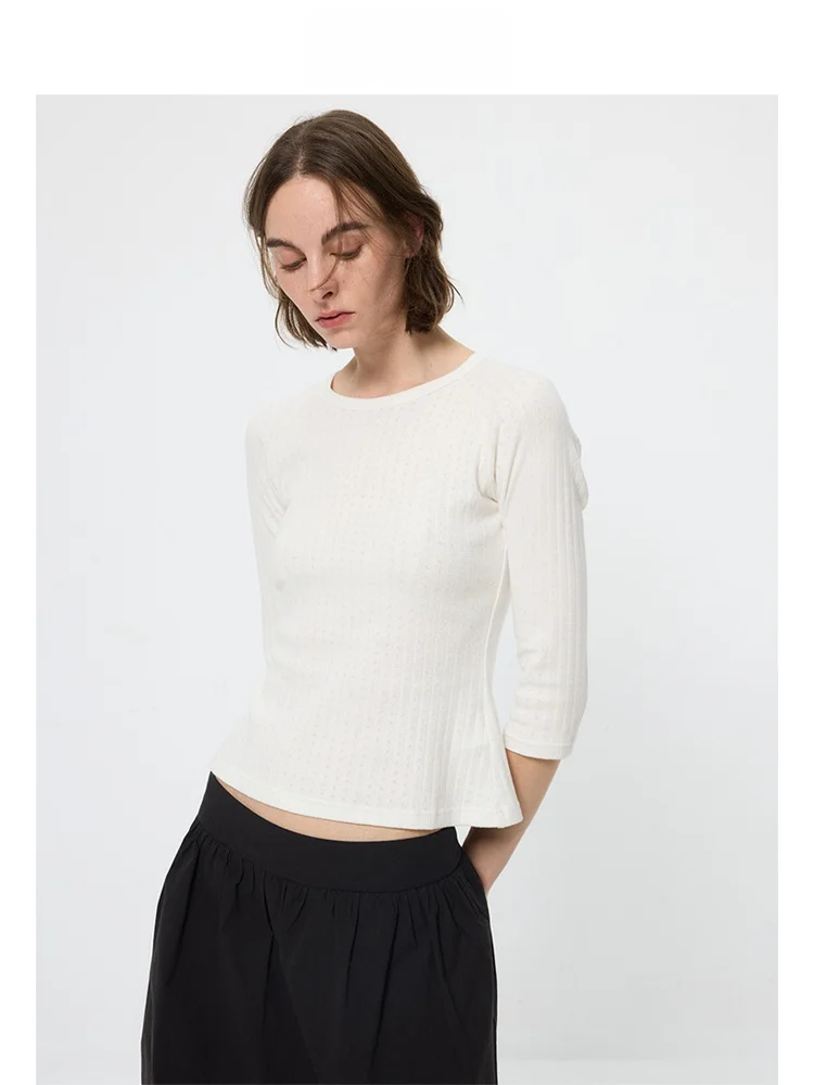 

Женская футболка Vingve в стиле ретро с полосками, средней длины рукава, весна-лето, новая коллекция, ретро-цвета, фактурный топ из хлопка, влагоотводящая.