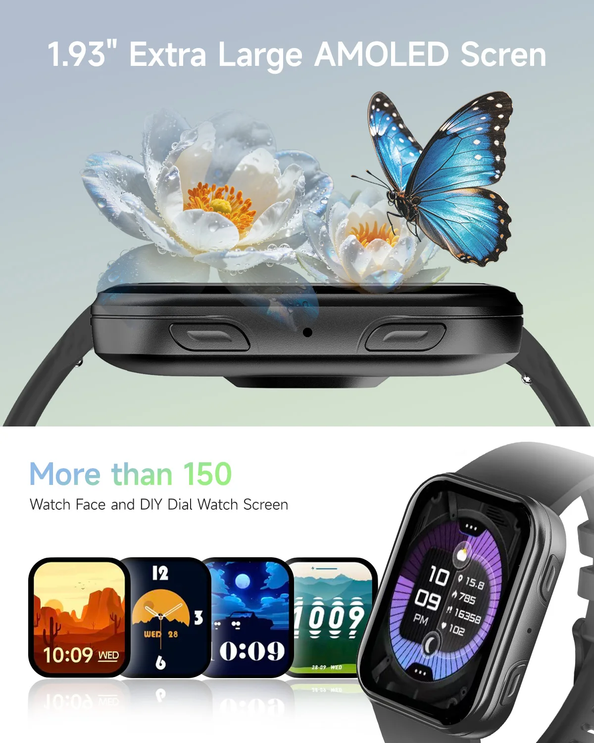 

VS30 PRO Smart Watch 1.93-inch AMOLED Display Bluetooth Call Sports Modes Health Monitoring 1ATM Waterproof Custom Watch Fa