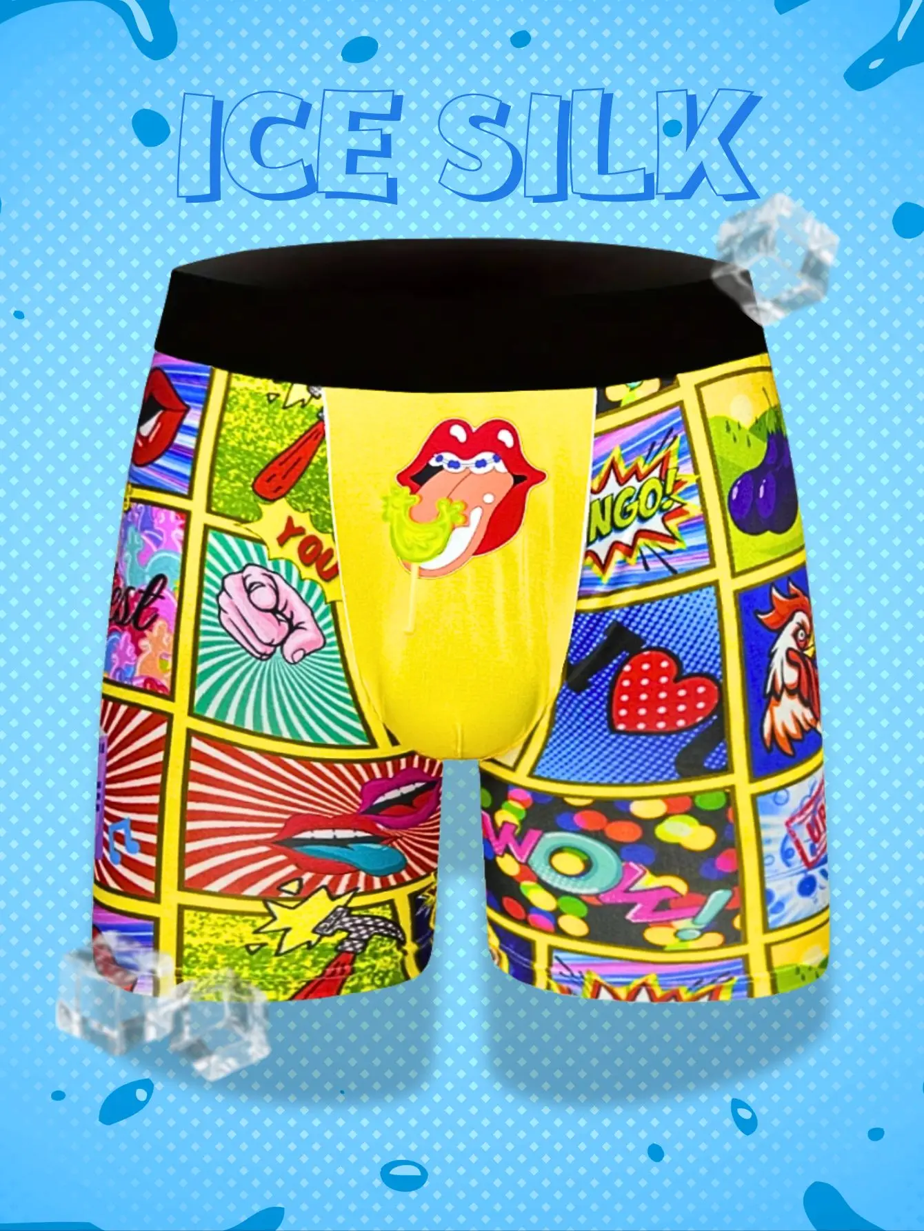 1 Stück Herren-Boxershorts mit lustigem Comic-Pop-Art-Print – weiche, atmungsaktive Unterwäsche für Freizeit und Sport, Unterhose mit lebendigem Muster